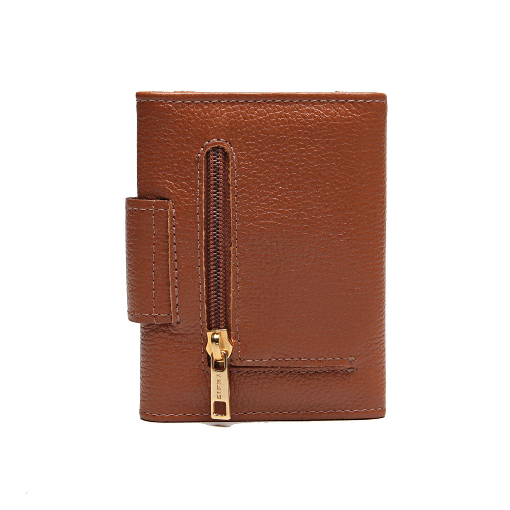 Carteira Feminina Pequena Couro Terracota Isis