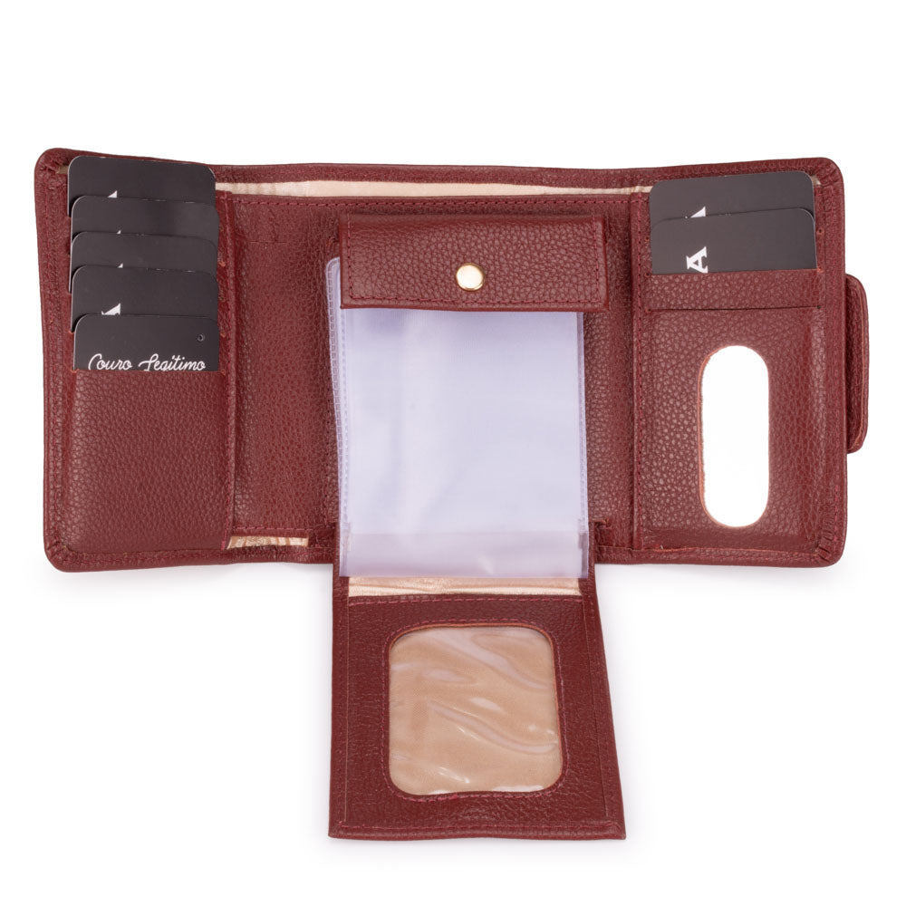 Carteira Feminina Pequena Couro Vermelha Elizabeth