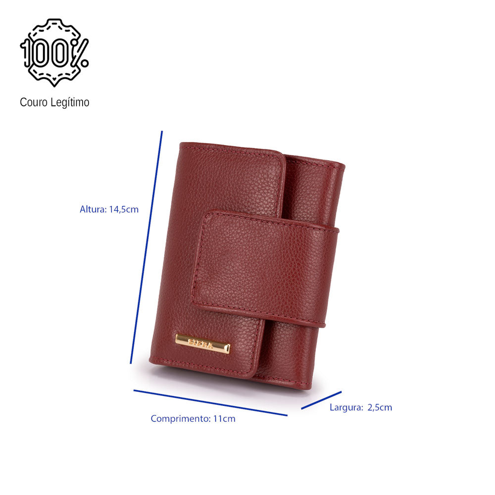 Carteira Feminina Pequena Couro Vermelha Elizabeth