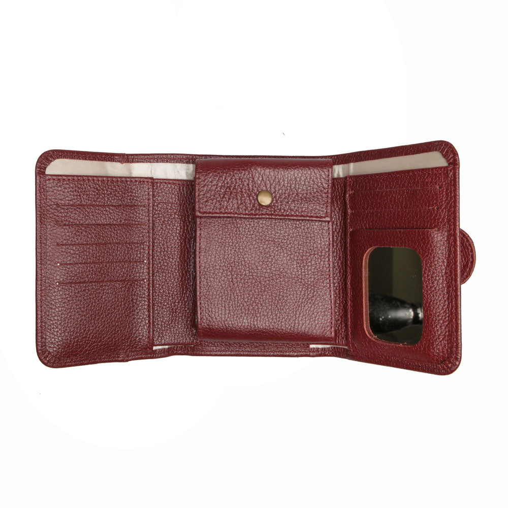 Carteira Feminina Pequena Couro Vermelho Rubi Luna