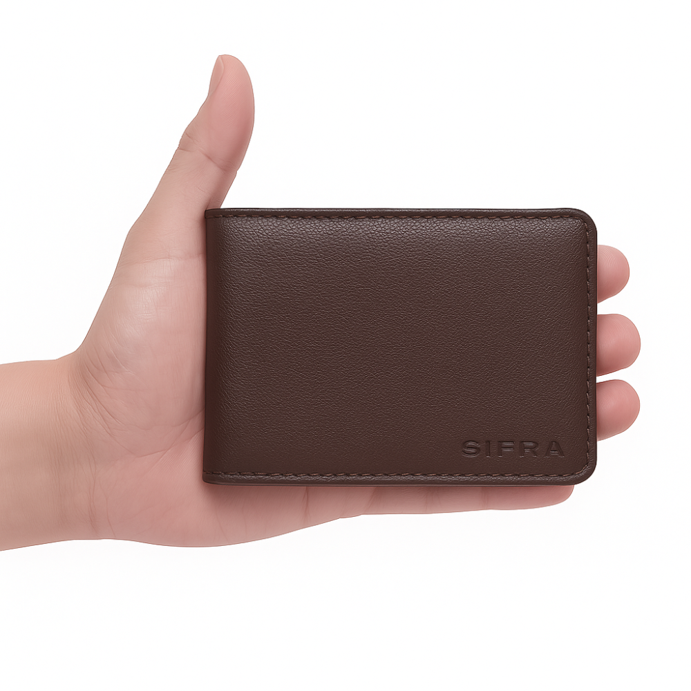 Carteira Masculina Couro Marrom com Porta Moedas