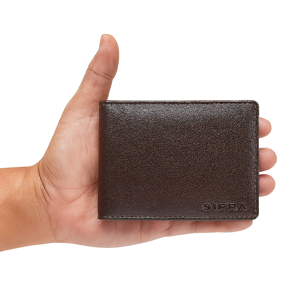 Carteira Masculina Couro Marrom com Zíper Interno