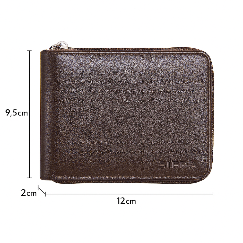 Carteira Masculina Couro Marrom com Zíper