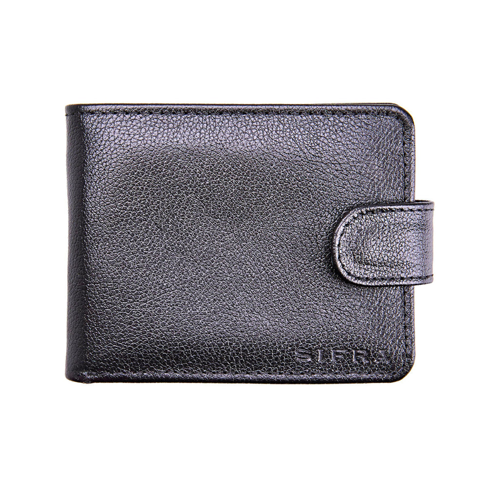 Carteira Masculina Couro Preto com Botão