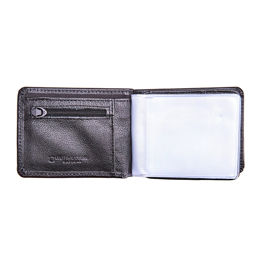 Carteira Masculina Couro Preto com Botão