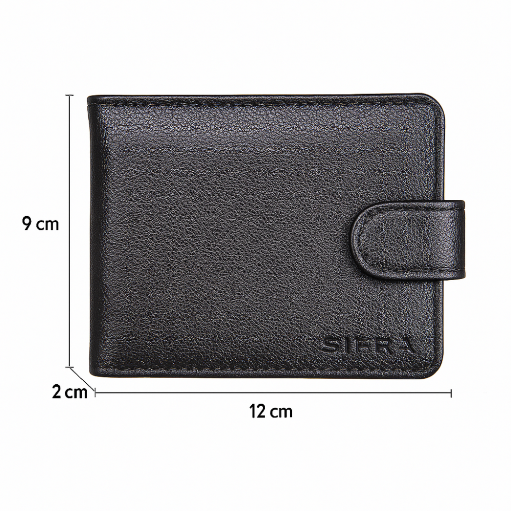 Carteira Masculina Couro Preto com Botão