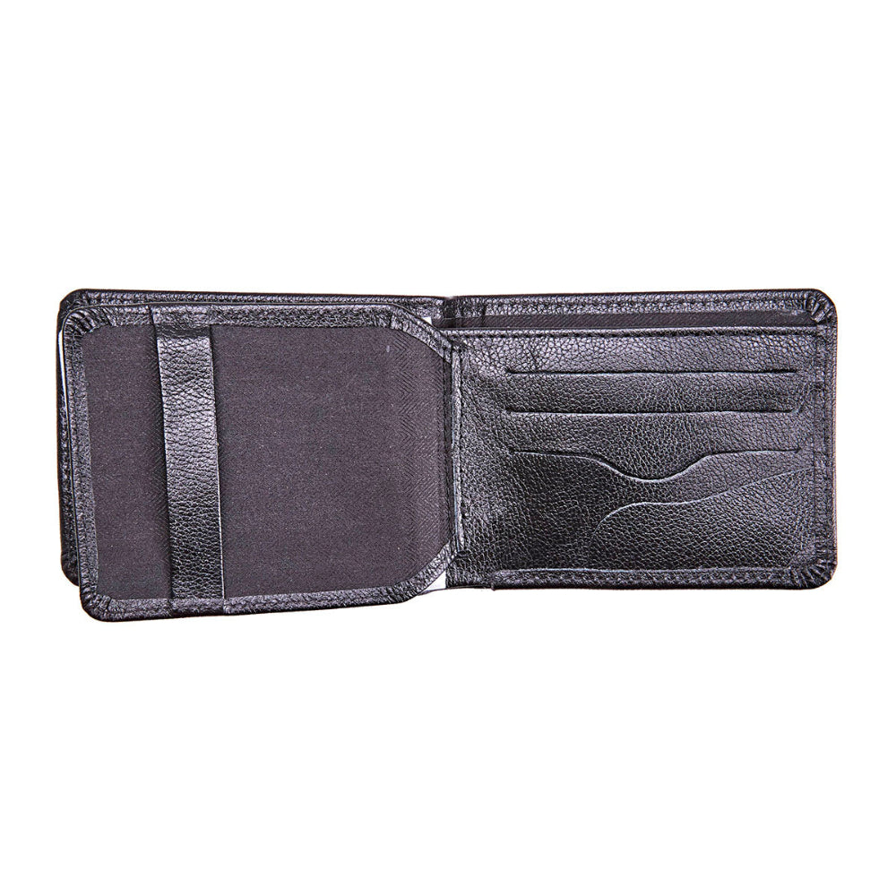 Carteira Masculina Couro Preto com Botão
