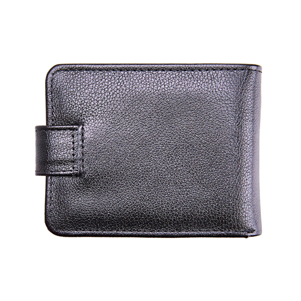 Carteira Masculina Couro Preto com Botão