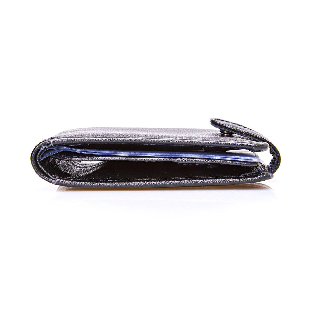 Carteira Masculina Couro Preto com Botão