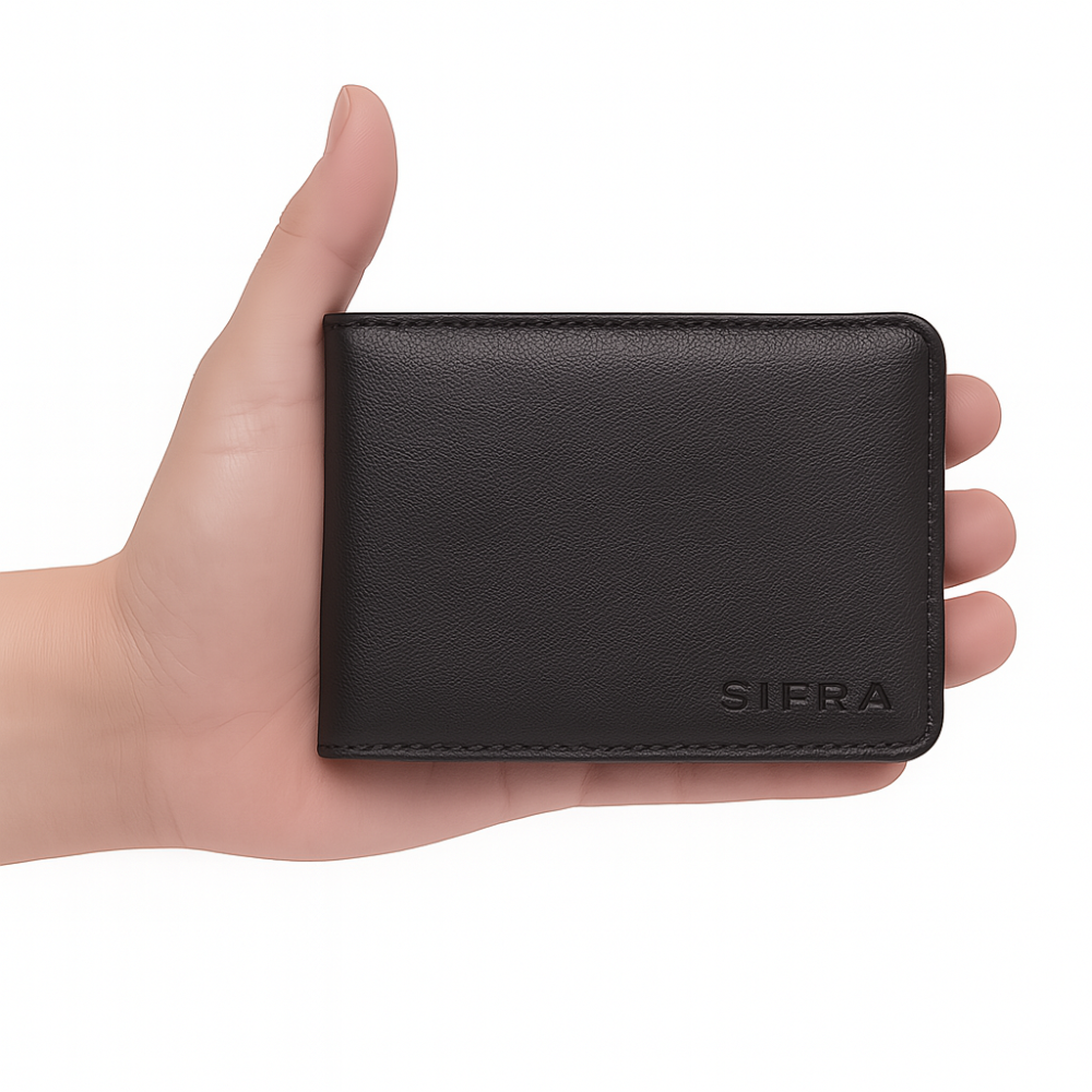 Carteira Masculina Couro Preto com Porta Moedas