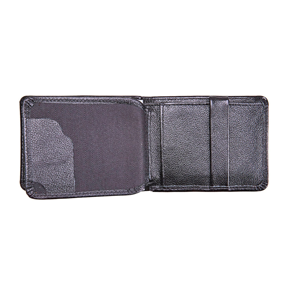 Carteira Masculina Couro Preto com Porta Moedas