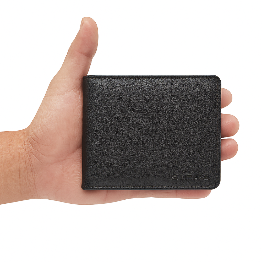 Carteira Masculina Couro Preto com Zíper Interno