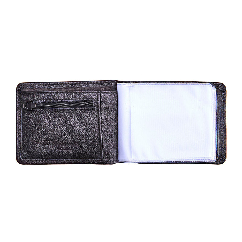 Carteira Masculina Couro Preto com Zíper Interno