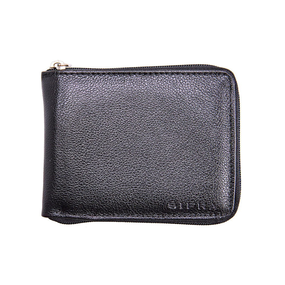 Carteira Masculina Couro Preto com Zíper