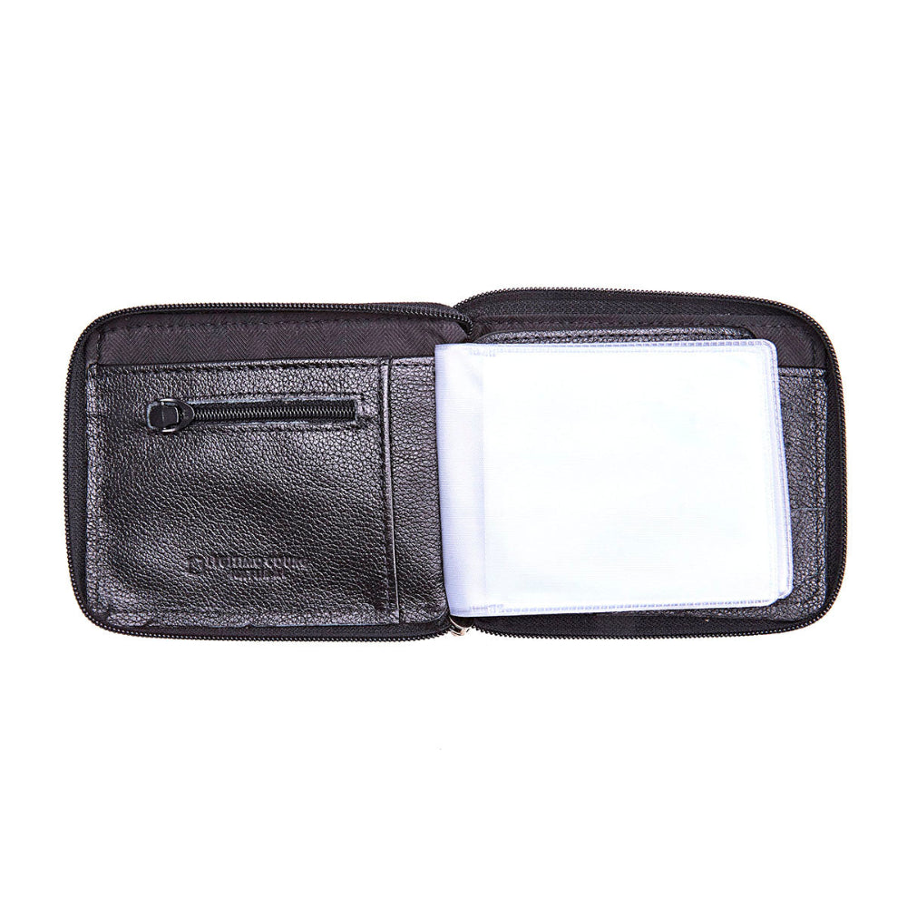 Carteira Masculina Couro Preto com Zíper