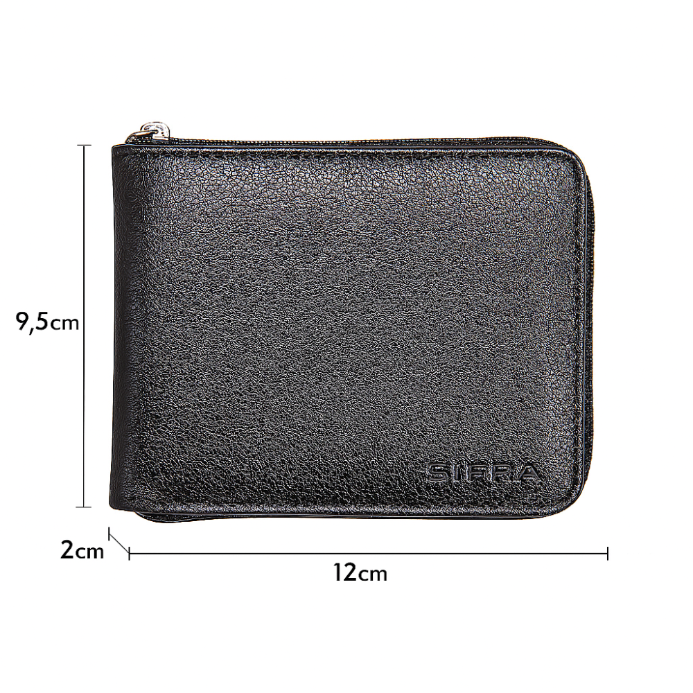 Carteira Masculina Couro Preto com Zíper