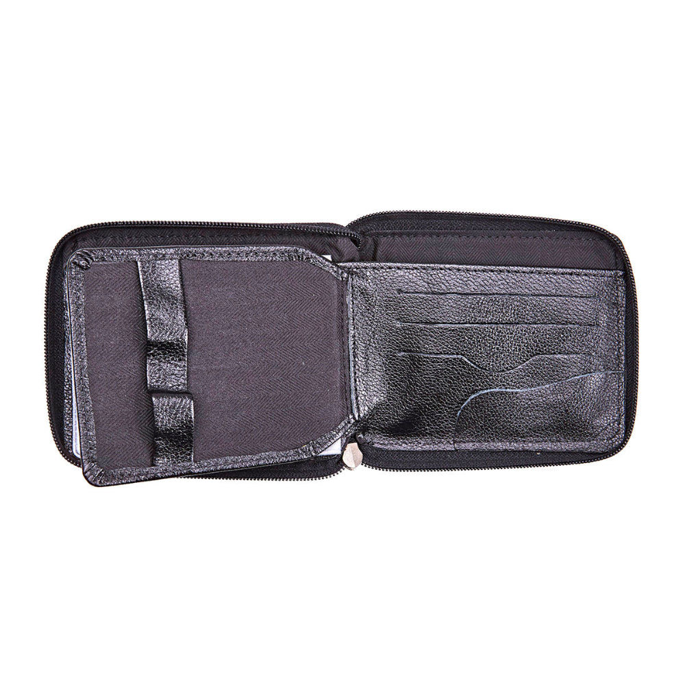 Carteira Masculina Couro Preto com Zíper