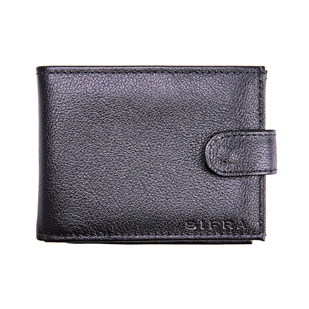 Carteira Masculina Grande Couro Preto com Botão