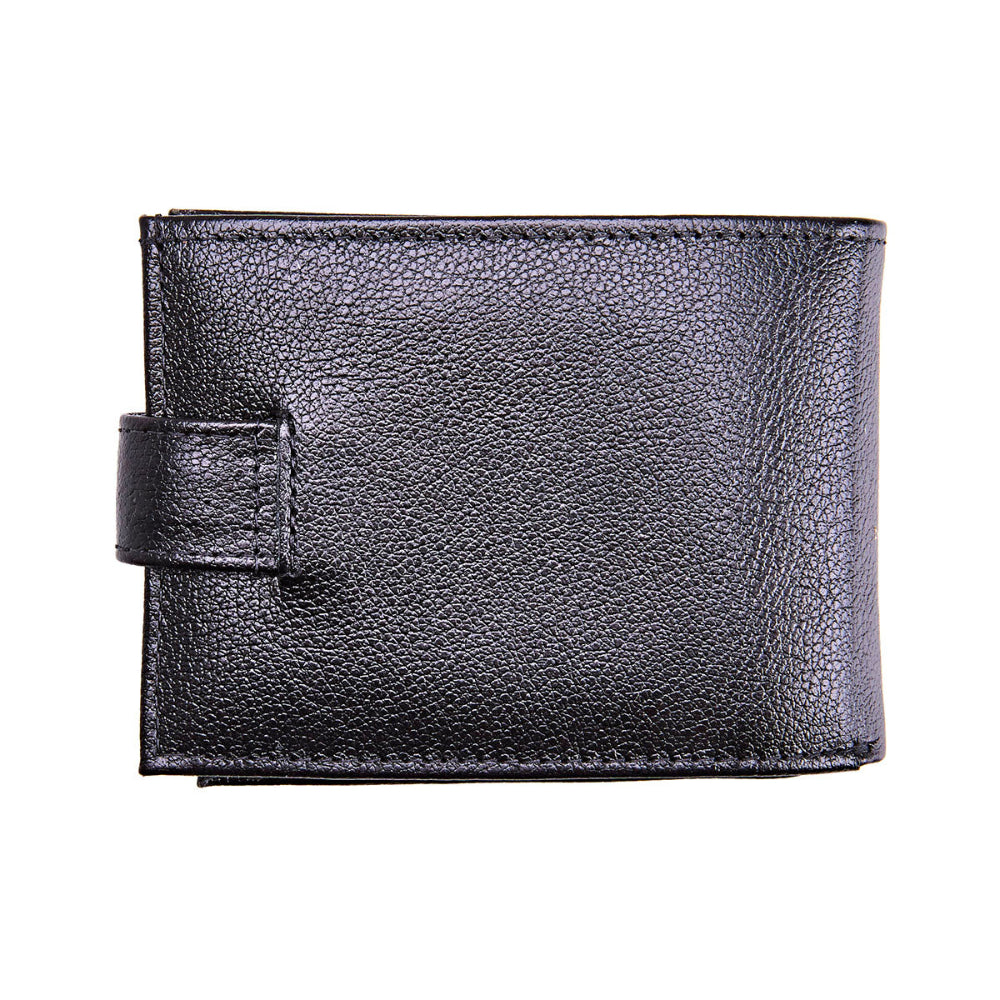 Carteira Masculina Grande Couro Preto com Botão