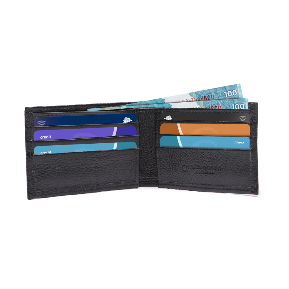 Carteira Masculina Slim Porta Cartões Couro Preto