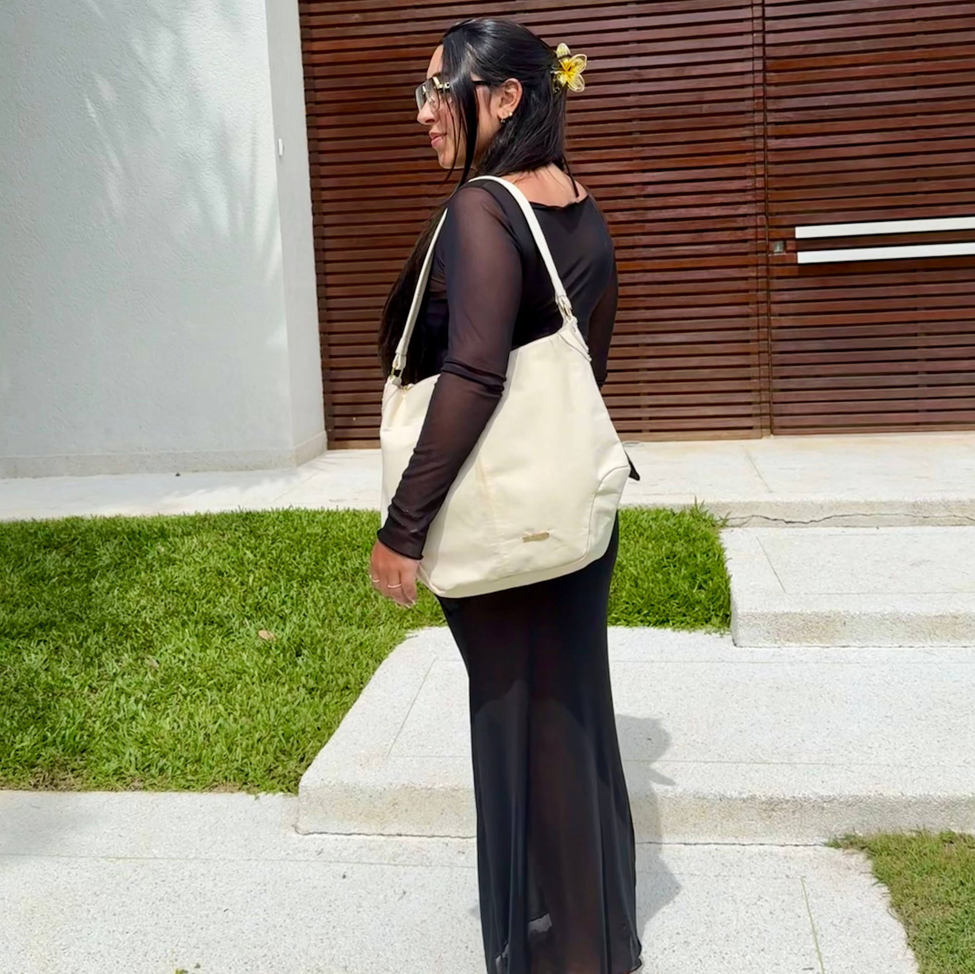 Bolsa Saco Feminina Lona Off White Alana