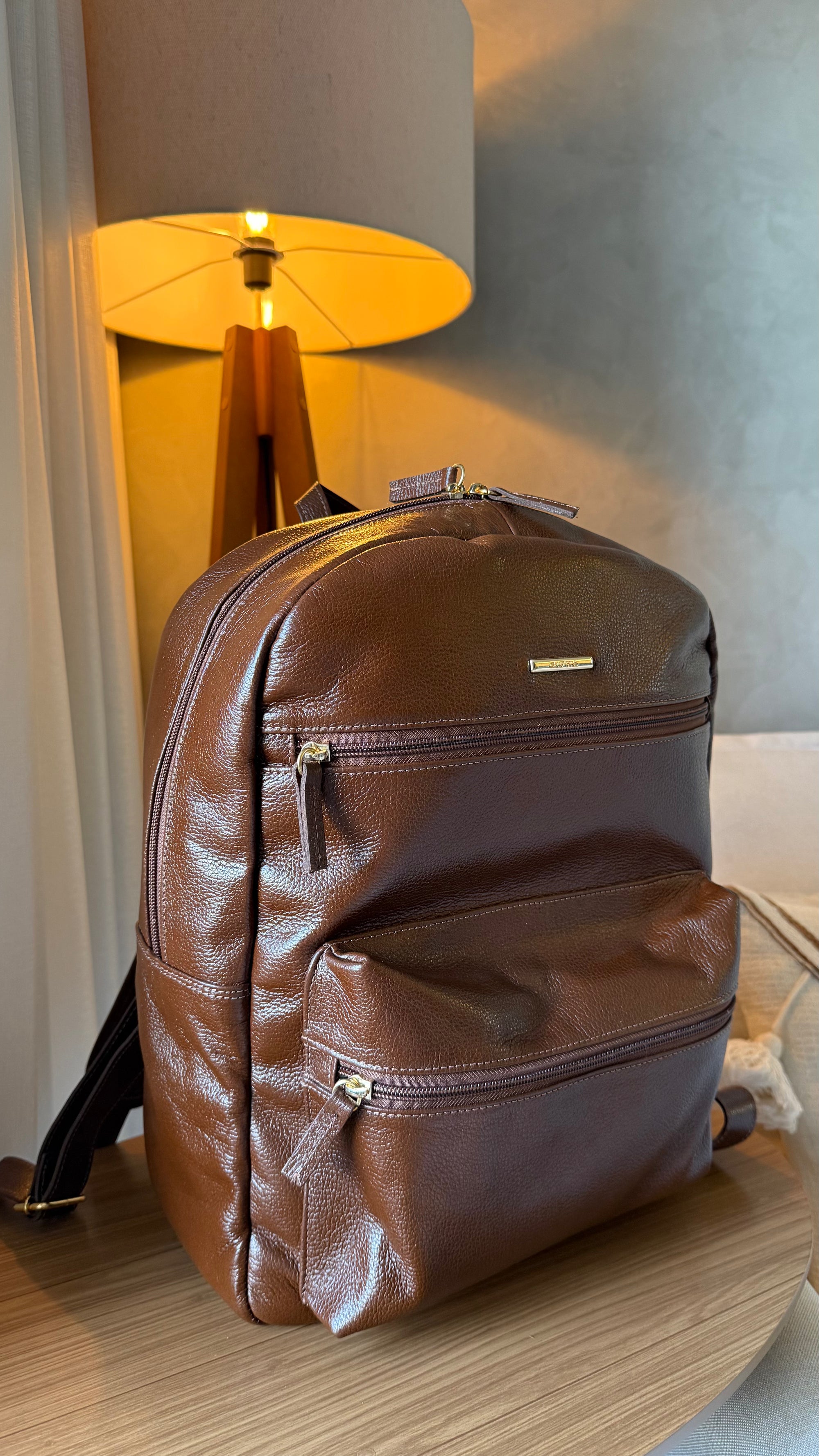 Mochila para Notebook Média De Couro Avelã Taylor