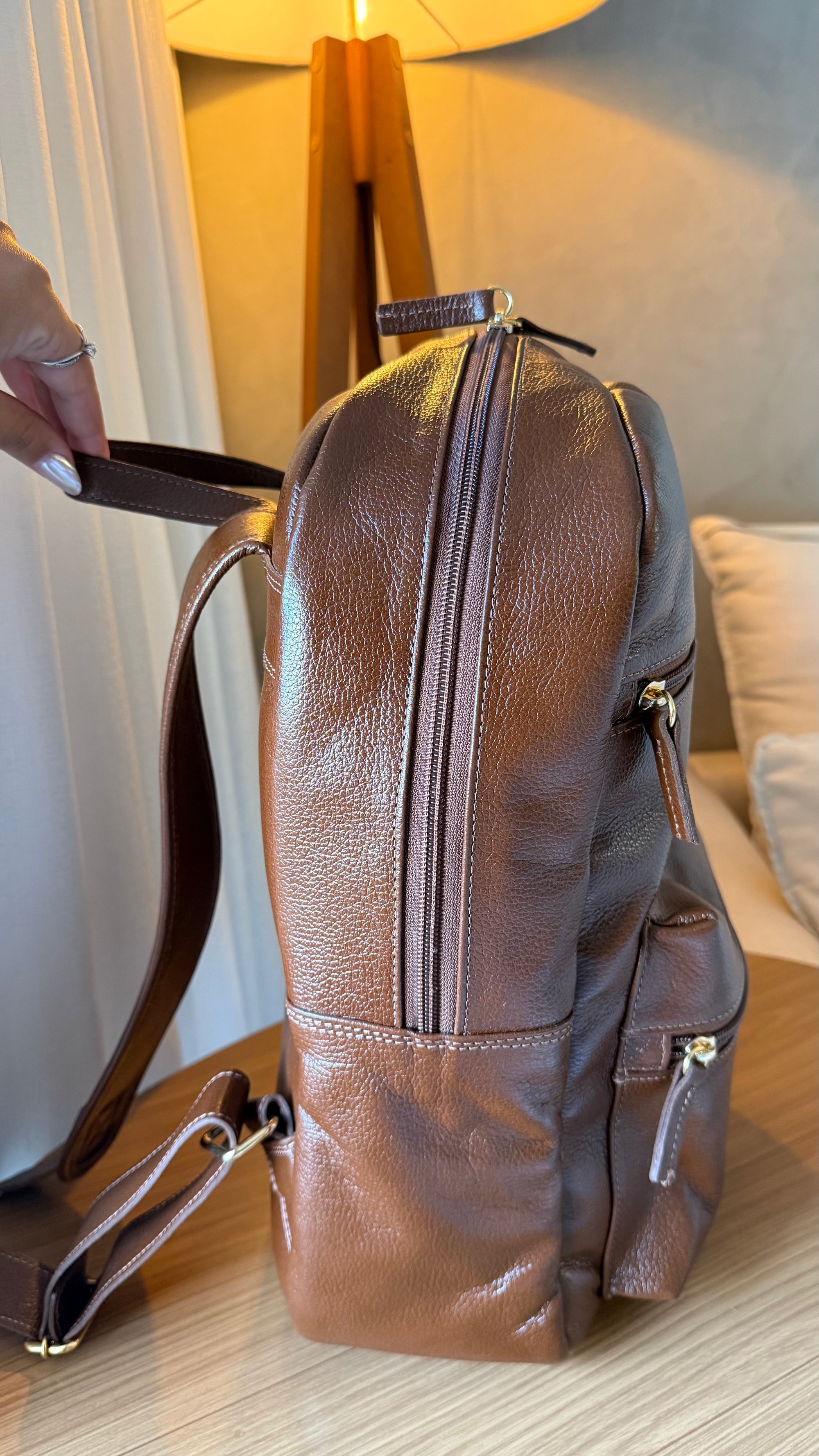 Mochila para Notebook Média De Couro Avelã Taylor