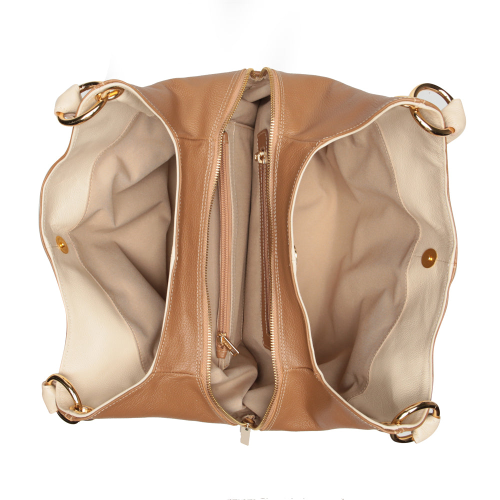 Bolsa Saco Com Divisórias Couro Caramelo Charlotte