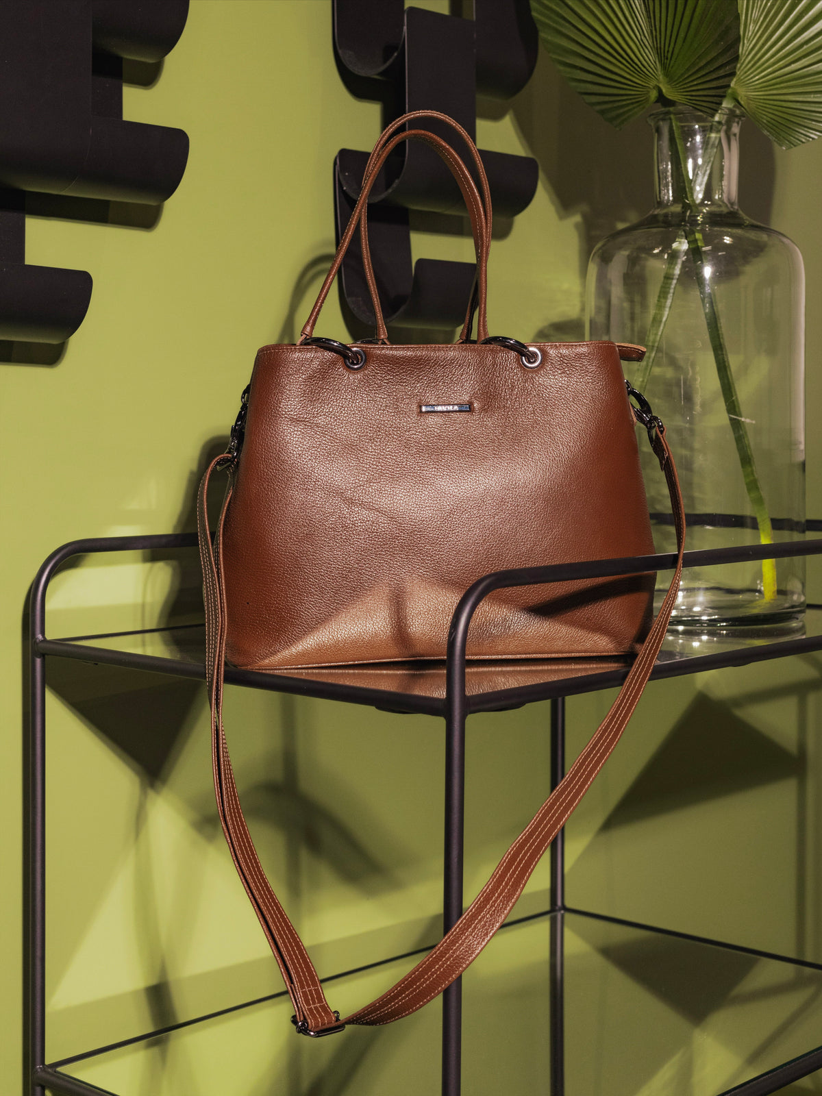 Bolsa Feminina de Ombro Couro Marrom Luíza