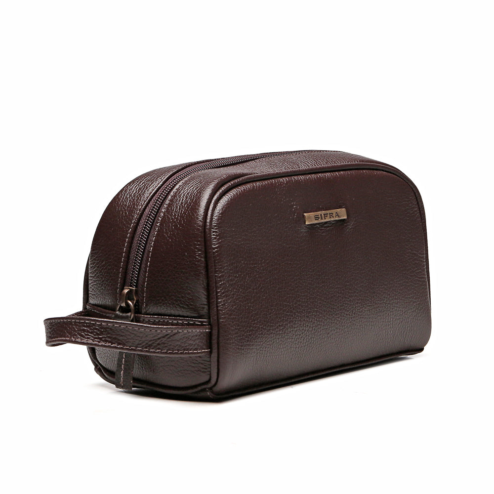 Kit Nécessaires Para Viagem Couro Marrom