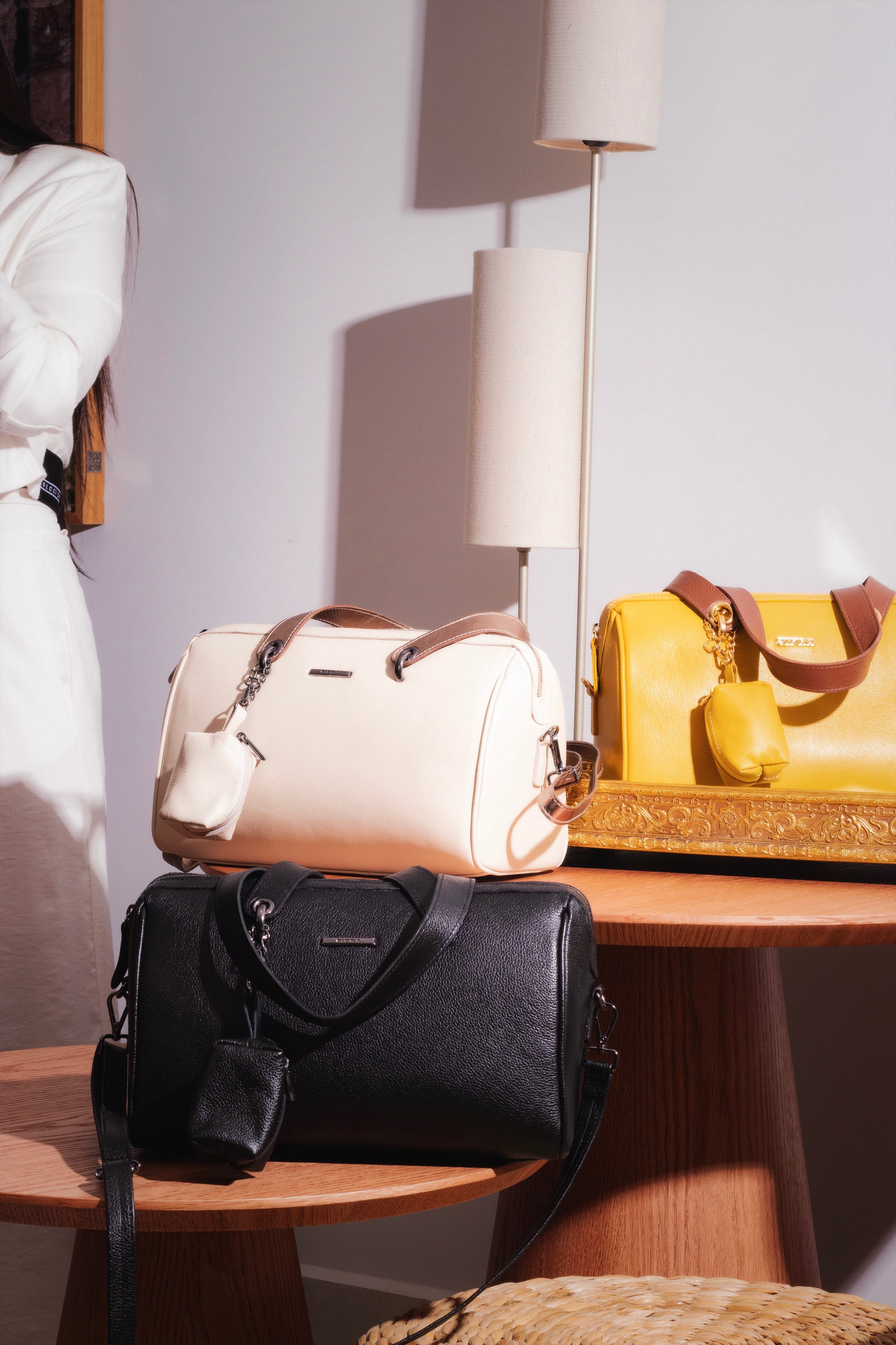 Bolsa Feminina de Ombro Couro Off White Bianca