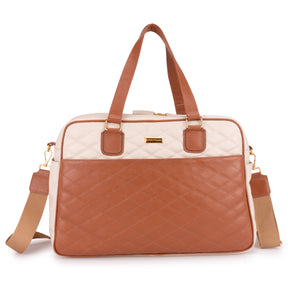 Mala Feminina para Maternidade de Couro Off White Diana