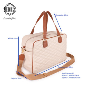 Mala Feminina para Maternidade de Couro Off White Diana