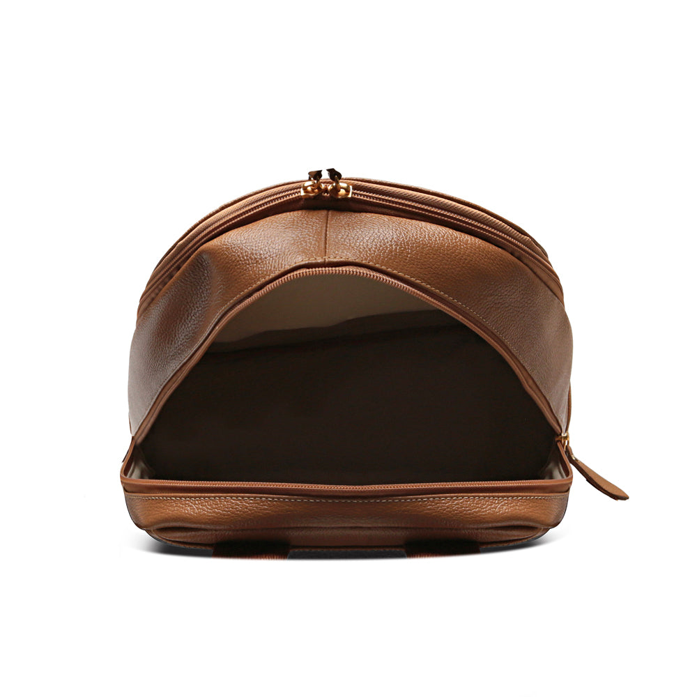 Mochila Feminina Caramelo  De Couro Média Amy