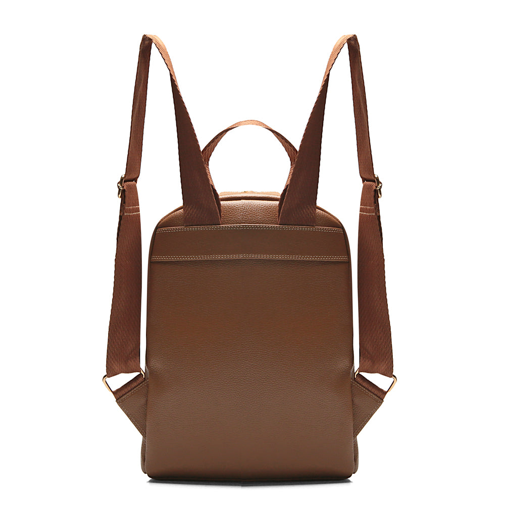 Mochila Feminina Caramelo  De Couro Média Amy