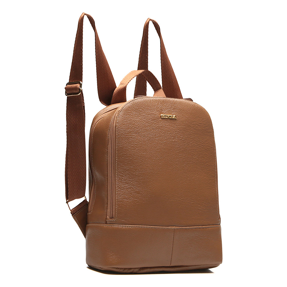 Mochila Feminina Caramelo  De Couro Média Amy
