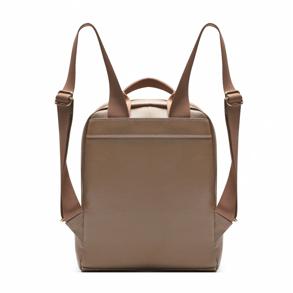 Mochila Feminina Cinza De Couro Média Amy