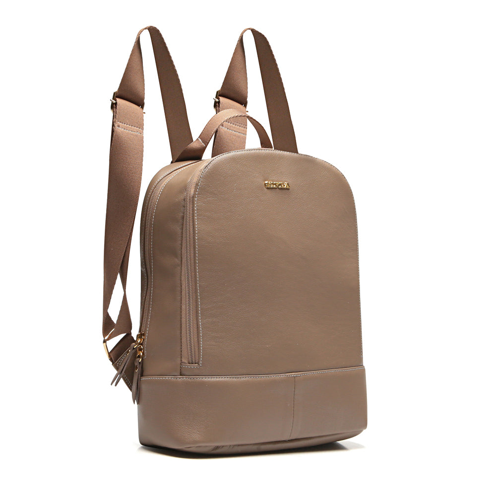 Mochila Feminina Cinza De Couro Média Amy