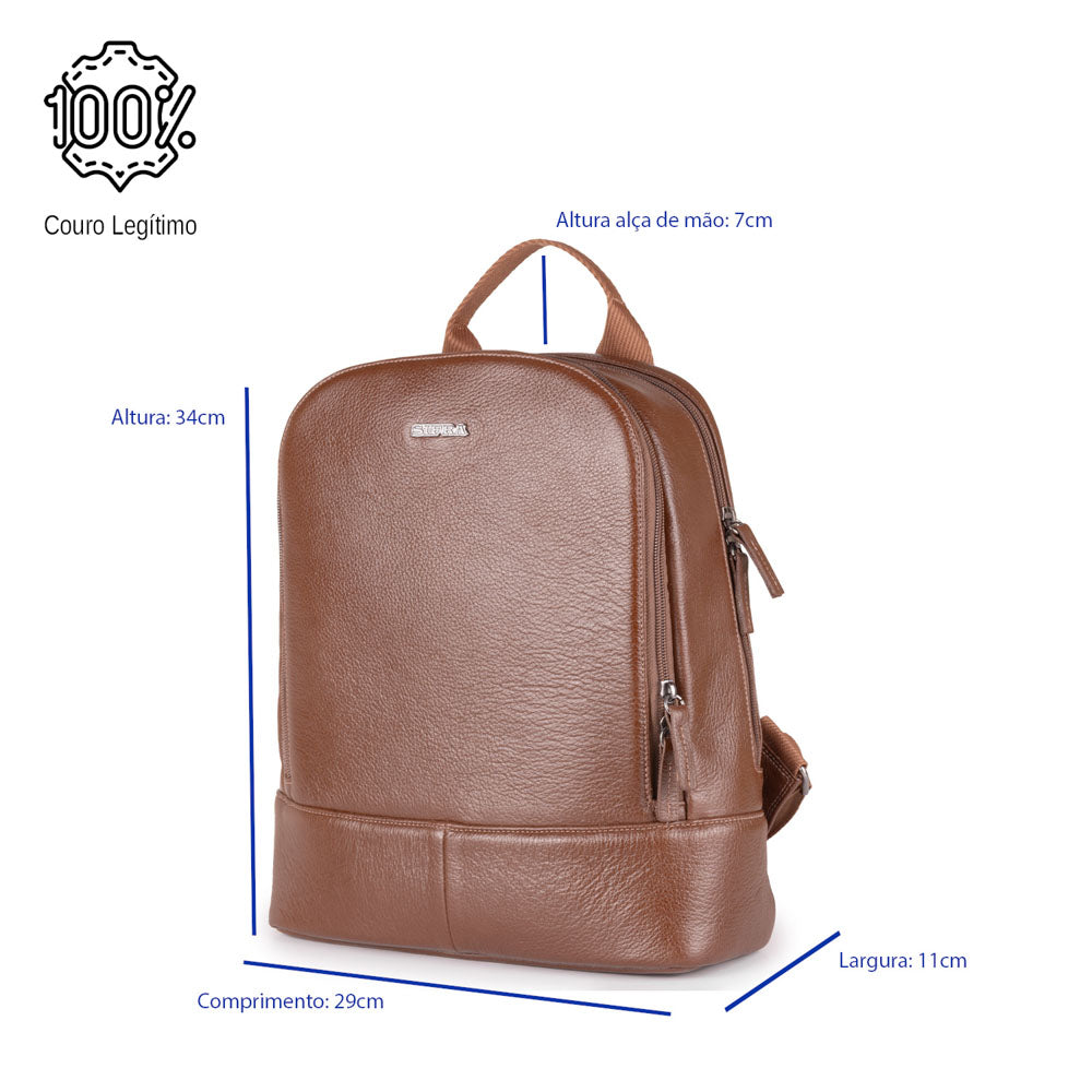 Mochila Feminina Marrom De Couro Média Amy