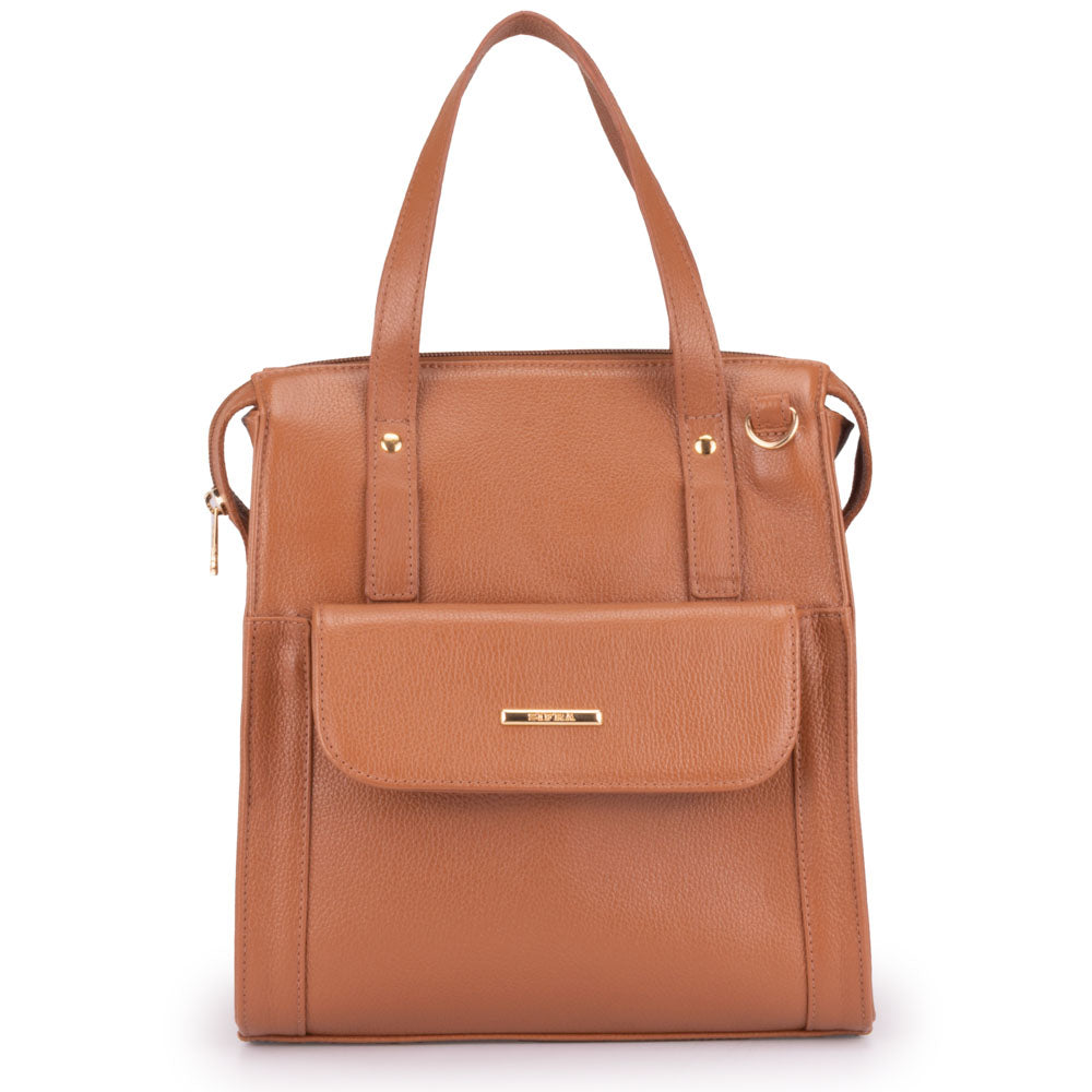 Mochila Feminina Média Couro Caramelo Amsterdã