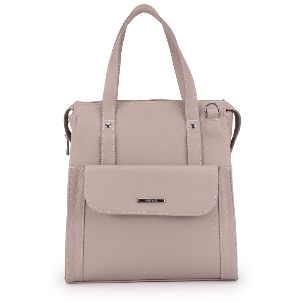 Mochila Feminina Média Couro Cinza Amsterdã