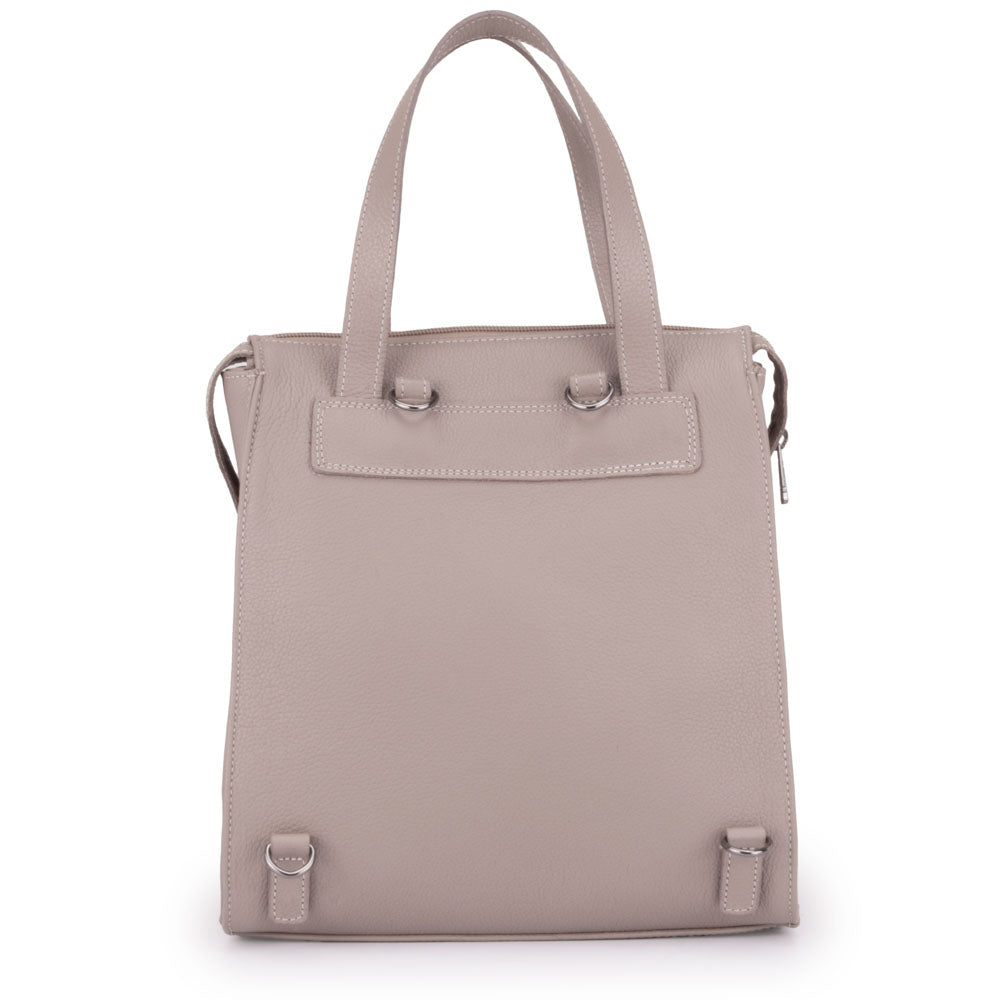 Mochila Feminina Média Couro Cinza Amsterdã
