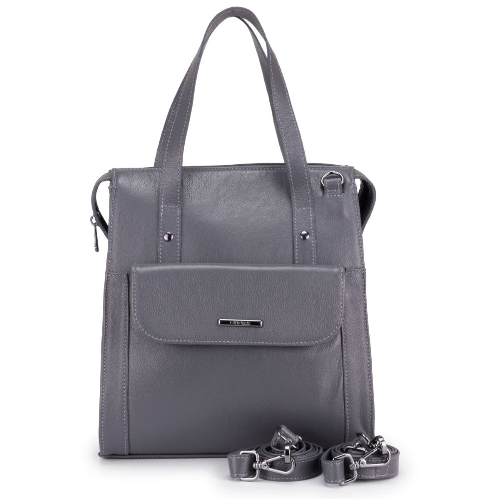 Mochila Feminina Média Couro Grafite Amsterdã