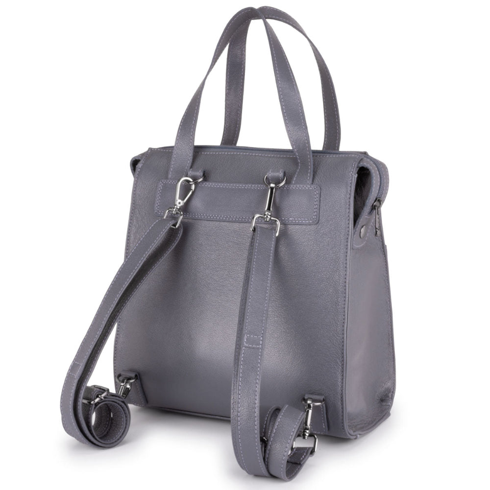 Mochila Feminina Média Couro Grafite Amsterdã