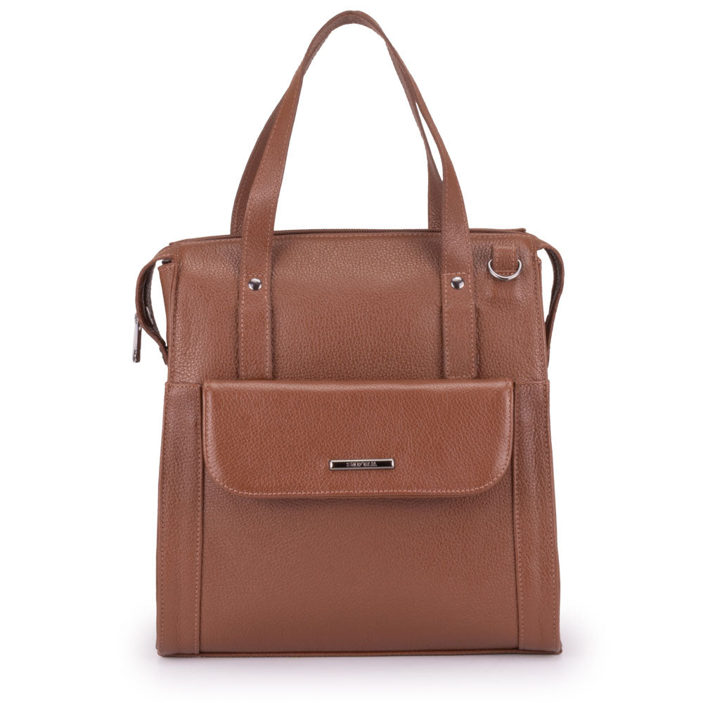 Mochila Feminina Média Couro Marrom Amsterdã