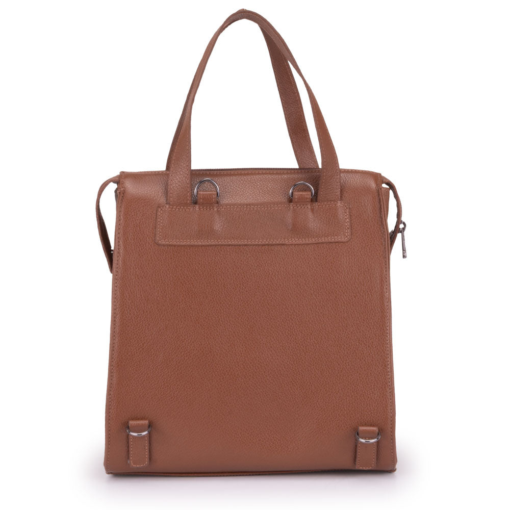 Mochila Feminina Média Couro Marrom Amsterdã
