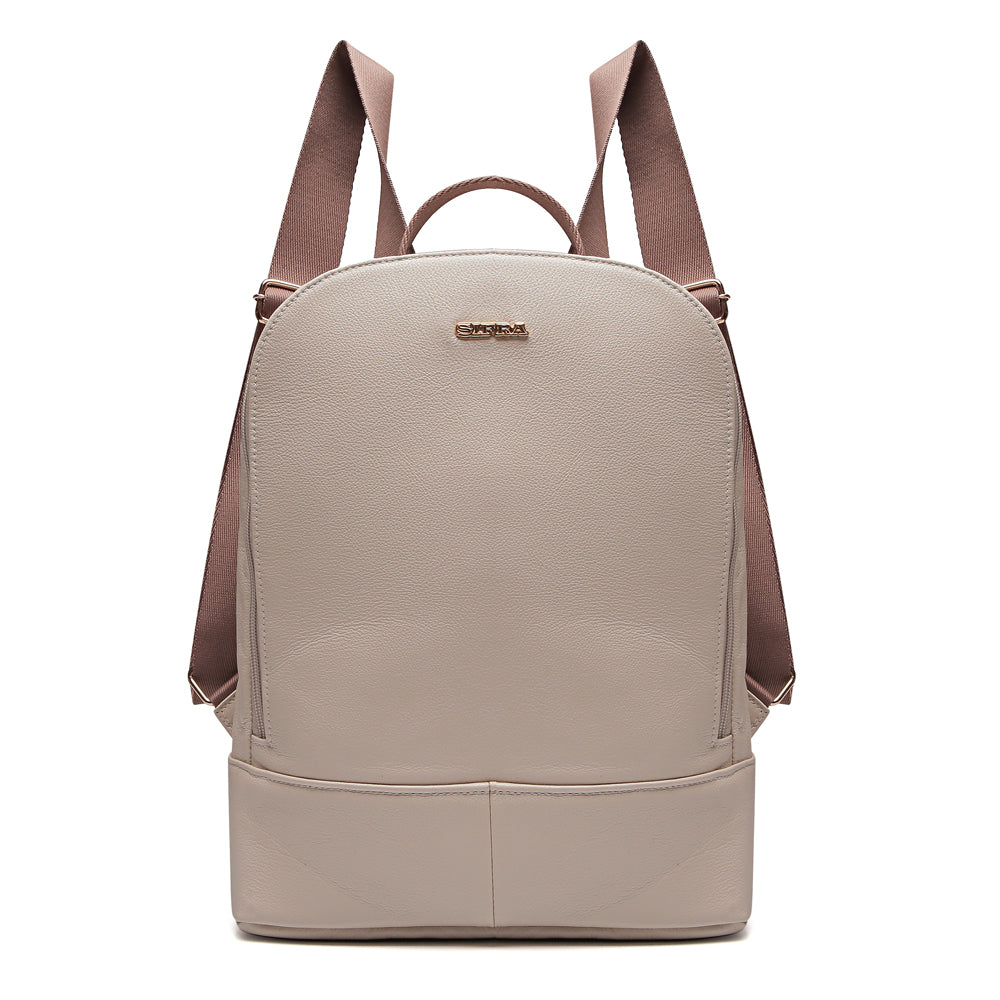 Mochila Feminina Off White De Couro Média Amy