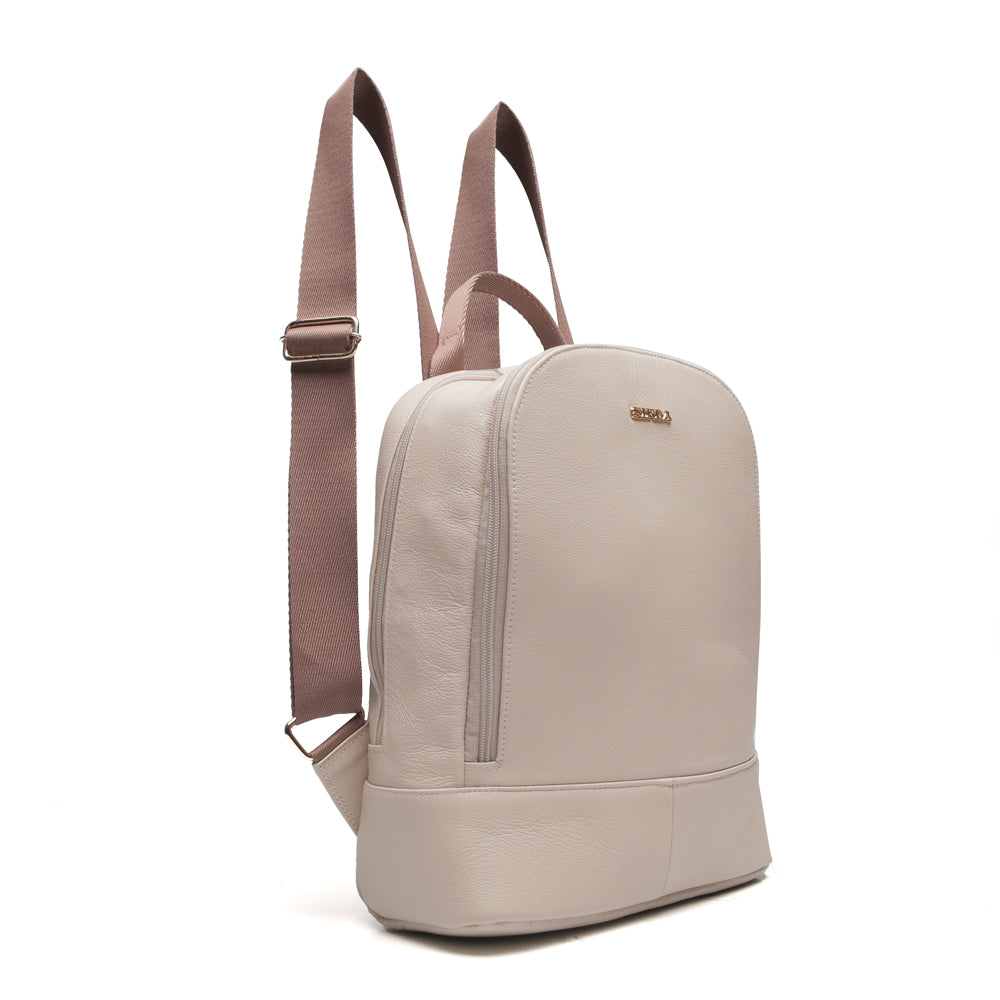 Mochila Feminina Off White De Couro Média Amy