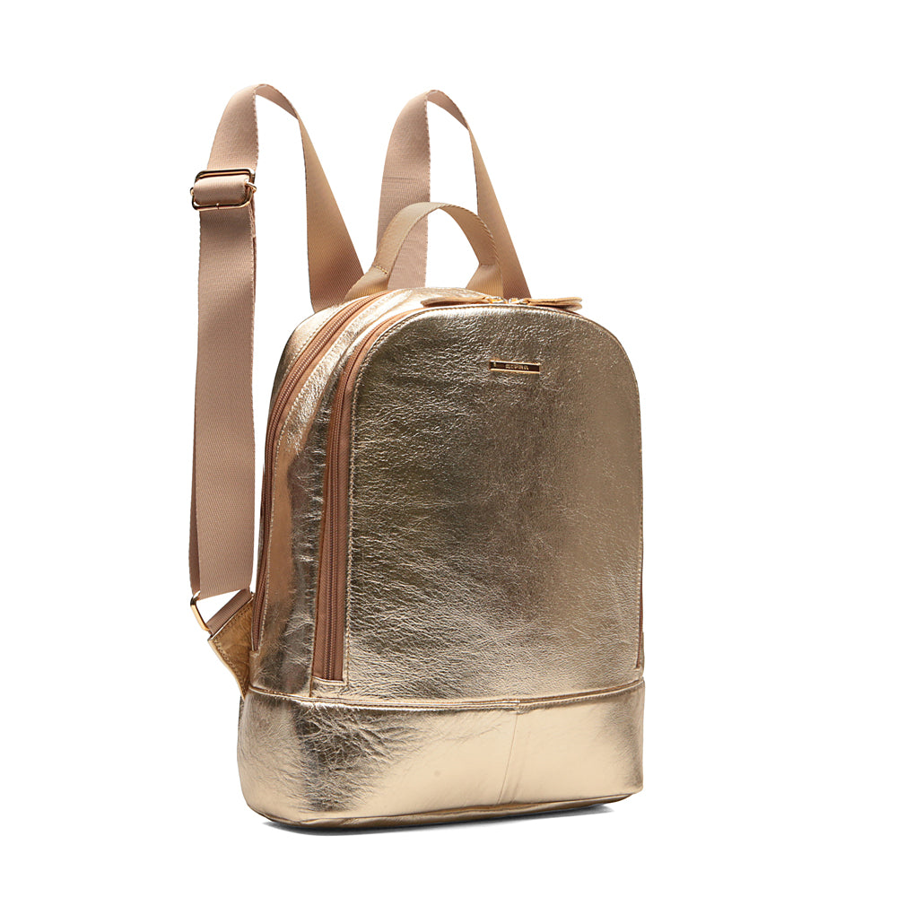Mochila Feminina Ouro De Couro Média Amy