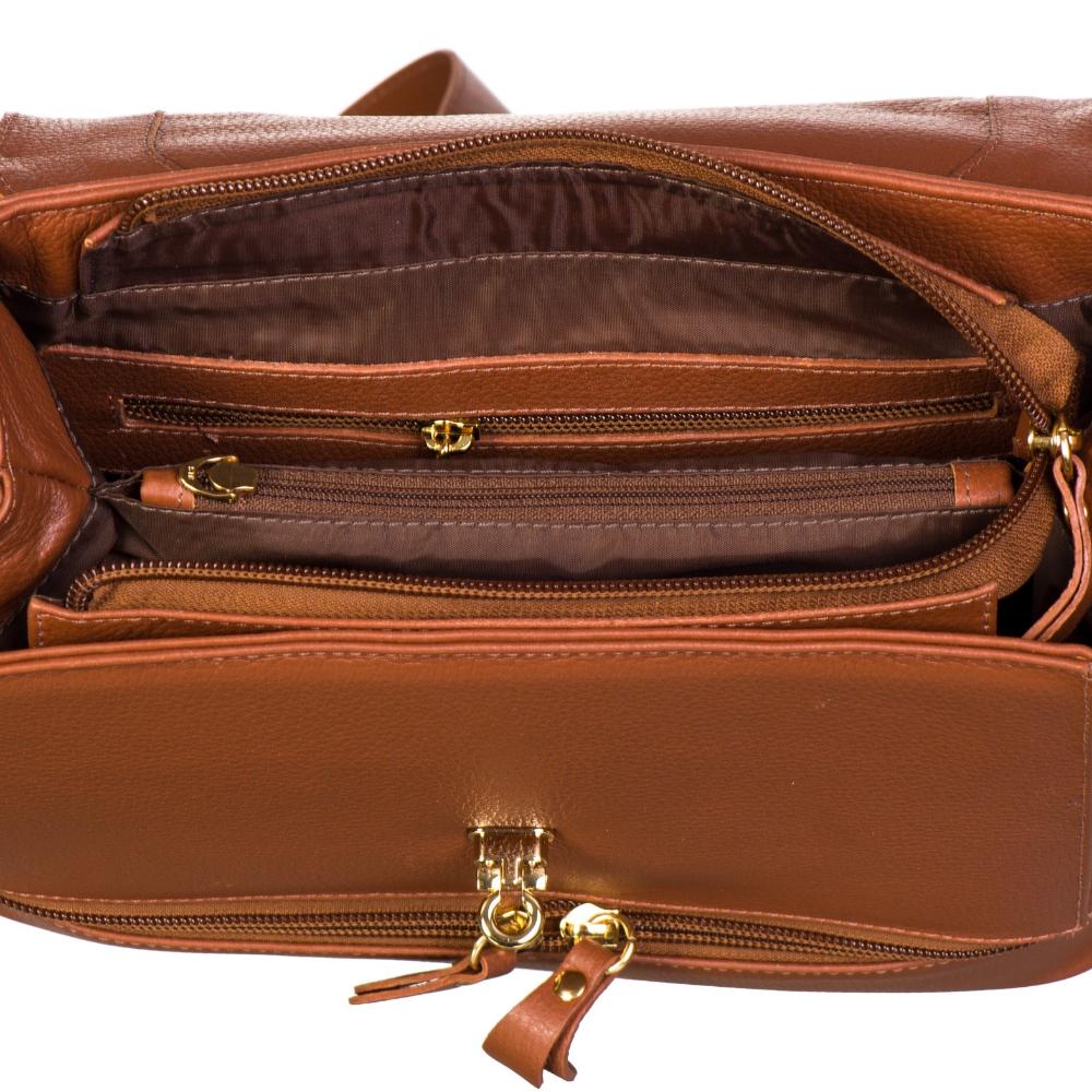 Mochila Feminina Pequena De Couro Marrom Ella